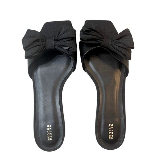 Maeve by Anthropologie Bow Micro Wedge Sandals in Black Size10 NEW - Picture 4 of 9